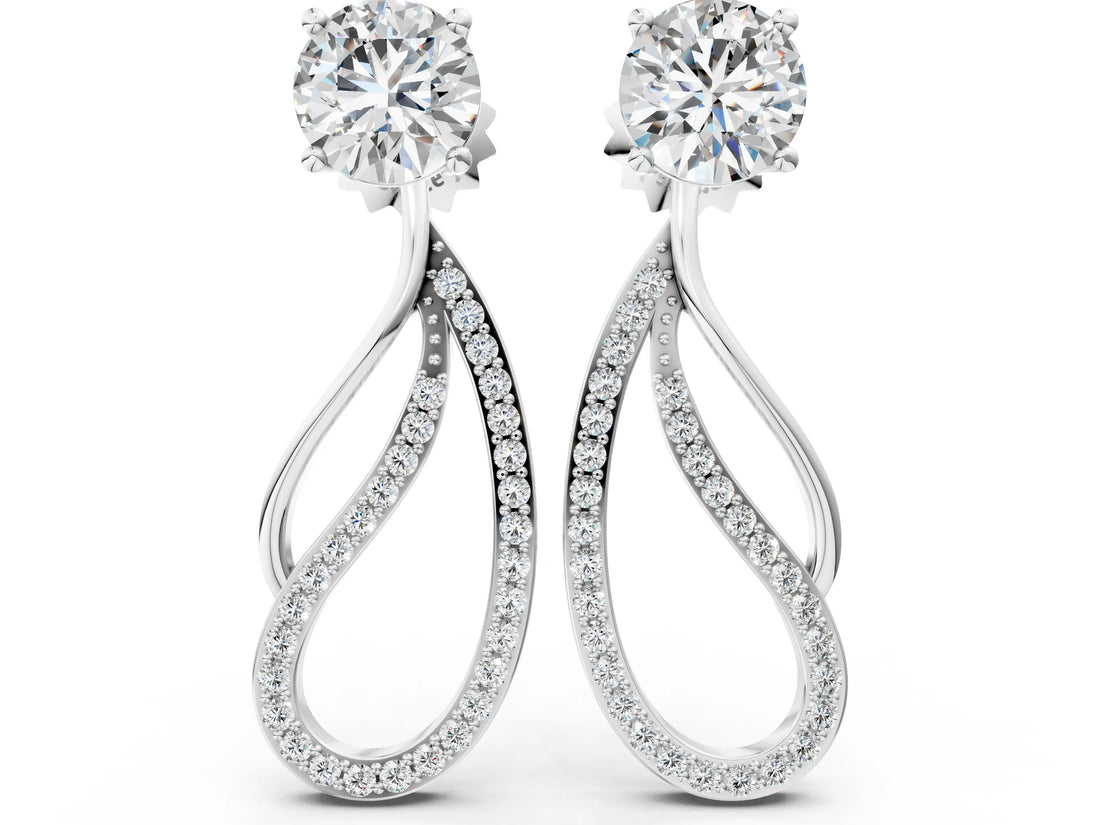 Silver Round Cut Prong Set Diamond Infinity Drop Earrings_13