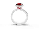 Silver Round Cut Ruby Halo Ring with Round Split Shank and Prong Setting_69