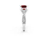 Silver Round Cut Ruby  Halo Twist Band Solitaire Prong Setting Ring_14