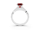 Silver Round Cut Ruby  Halo Twist Band Solitaire Prong Setting Ring_15