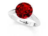 Silver Round Cut Ruby Solitaire Engagement Ring with Cathedral Setting and Four-Prong Mount_13
