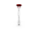 Silver Round Cut Ruby Solitaire Engagement Ring with Cathedral Setting and Four-Prong Mount_14