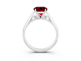 Silver Round Cut Ruby Solitaire Engagement Ring with Cathedral Setting and Four-Prong Mount_15