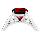 Silver Round Cut Ruby Solitaire Engagement Ring with Cathedral Setting and Four-Prong Mount_16