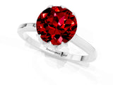 Silver Round Cut Ruby Solitaire Ring with Flower Prong Setting and Classic Band_13