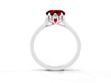 Silver Round Cut Ruby Solitaire Ring with Flower Prong Setting and Classic Band_15
