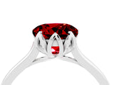 Silver Round Cut Ruby Solitaire Ring with Flower Prong Setting and Classic Band_16