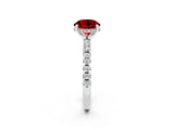 Silver Round Cut Ruby Solitaire Ring with Round  Pavé Band and Four-Prong Setting_32