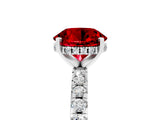 Silver Round Cut Ruby Solitaire Ring with Round  Pavé Band and Four-Prong Setting_35