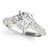 Silver Fancy Blue Asscher Cut Diamond Solitaire Ring with Hidden Halo and Pavé Band