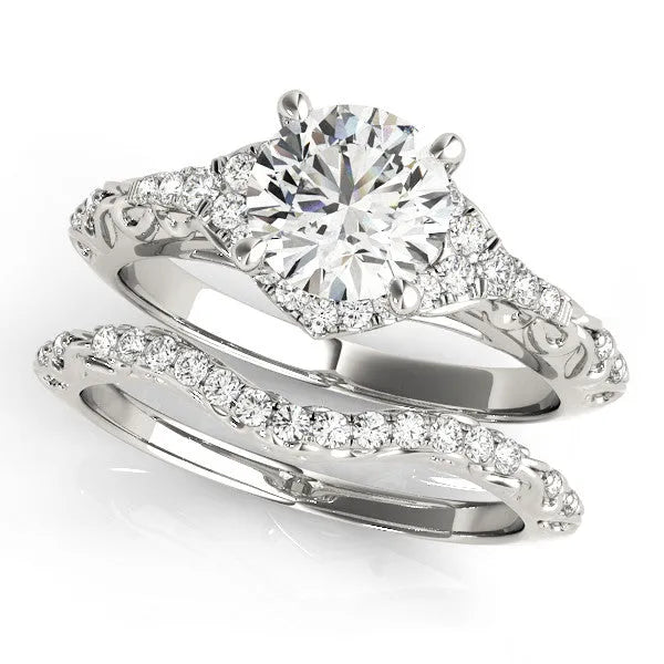 Platinum Asscher Cut Hidden Halo Engagement Ring Setting for Fancy Pink Center with Pave Band