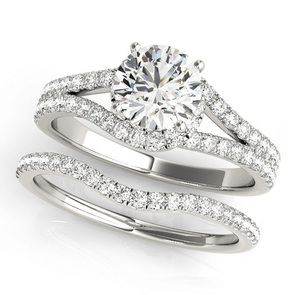 Silver Round Cut Solitaire Diamond with Pavé Twist Band and Four-Prong Setting 2