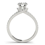 Silver Round Cut Solitaire Diamond with Pavé Twist Band and Four-Prong Setting 2