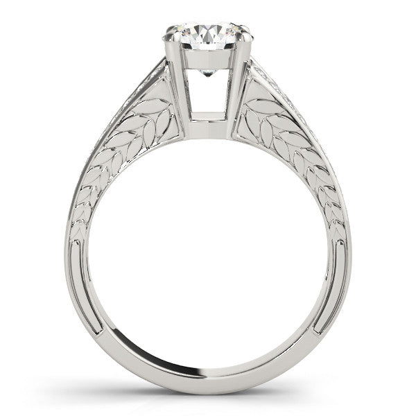 Silver Round Cut Split Shank Pave Diamond Ring with Four-Prong Setting 1