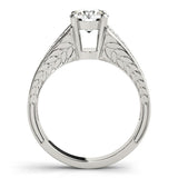 14K White Gold 2.04 Carat D VVS2 Round Cut Split Shank Pave Diamond Ring with Four-Prong Setting