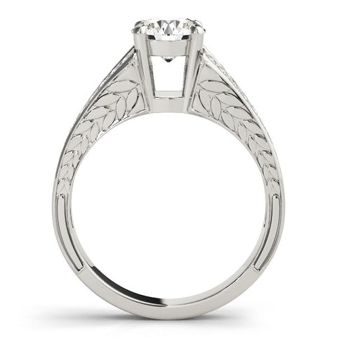 Silver Round Cut Split Shank Pave Diamond Ring with Four-Prong Setting 1