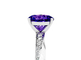 Silver Round Cut Tanzanite Engagement Ring with Side Stone Accents and Four-Prong Setting_17