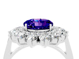 Silver Round Cut Tanzanite Floral Double Halo Engagement Ring with Prong Setting_142