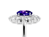 Silver Round Cut Tanzanite Floral Double Halo Engagement Ring with Prong Setting_143