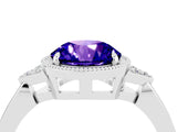 Silver Round Cut Tanzanite Halo Ring with Tapered Band and Four-Prong Setting_29