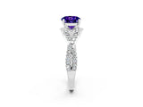 Silver Round Cut Tanzanite  Halo Twist Band Solitaire Prong Setting Ring_14