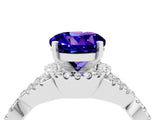 Silver Round Cut Tanzanite  Halo Twist Band Solitaire Prong Setting Ring_16