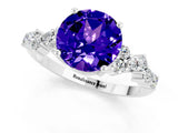 Silver Round Cut Tanzanite Scattered Round Accent Ring with Prong Setting_79