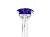 Silver Round Cut Tanzanite Solitaire Engagement Ring with Cathedral Setting and Four-Prong Mount_17