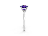 Silver Round Cut Tanzanite Solitaire Engagement Ring with Classic Band and Four-Prong Setting_26
