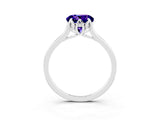 Silver Round Cut Tanzanite Solitaire Ring with Flower Prong Setting and Classic Band_3