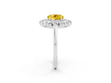 Silver Round Cut Yellow Sapphire Floral Double Halo Engagement Ring with Prong Setting_188