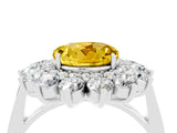Silver Round Cut Yellow Sapphire Floral Double Halo Engagement Ring with Prong Setting_190