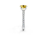 Silver Round Cut Yellow Sapphire Pavé Solitaire Ring with Round Band and Prong Setting_44