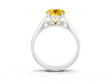 Silver Round Cut Yellow Sapphire Solitaire Engagement Ring with Cathedral Setting and Four-Prong Mount_15