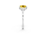 Silver Round Cut Yellow Sapphire Solitaire Ring with Flower Prong Setting and Classic Band_2