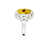 Silver Round Cut Yellow Sapphire Solitaire Ring with Flower Prong Setting and Classic Band_5