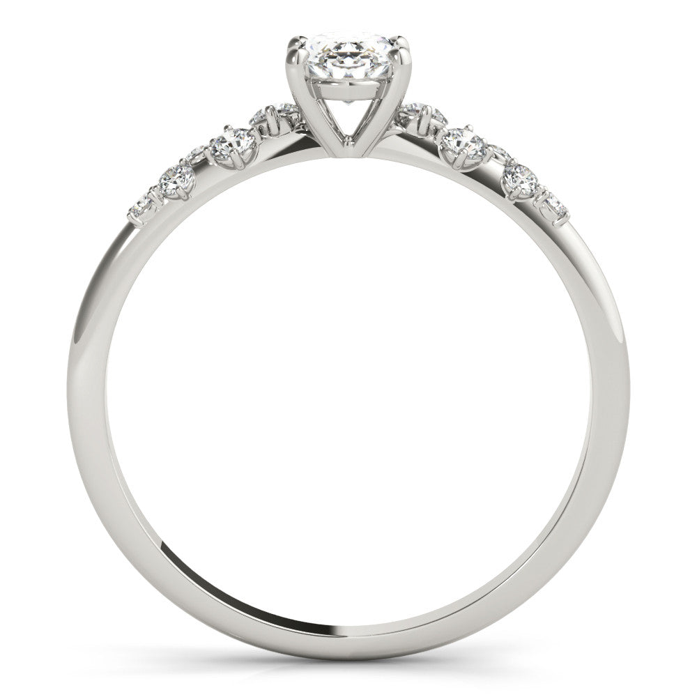 Silver Round Diamond Cluster Prong-Set Solitaire Ring 1