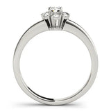 Silver Round Diamond Floral Halo Solitaire Ring with Channel-Set Band and Claw Prong Setting 2