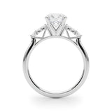 Silver Round Diamond Floral Side Stone Solitaire with Marquise Accents and Four-Prong Setting 1