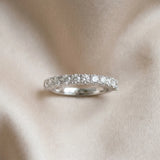 Silver Round Diamond Half-Eternity Band with Shared Prong Setting