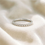 Silver Round Diamond Half Eternity Prong Set Band
