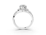 Silver Round Diamond Halo Ring with Split Shank and Bezel Accents and Four-Prong Setting_17