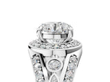 Silver Round Diamond Halo Ring with Split Shank and Bezel Accents and Four-Prong Setting_19