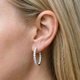 Silver Round Diamond Hoop Earrings with Prong Setting_10