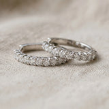 Silver Round Diamond Hoop Earrings with Prong Setting_12