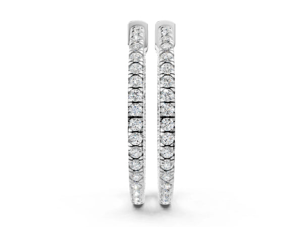 Sterling Silver Round Laboratory-Grown Diamond Pave Inside-Out Hoop Earrings with Prong Setting