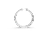 Silver 1.19 Carat E VS Round Diamond Pave Hoop Earrings with Channel Setting