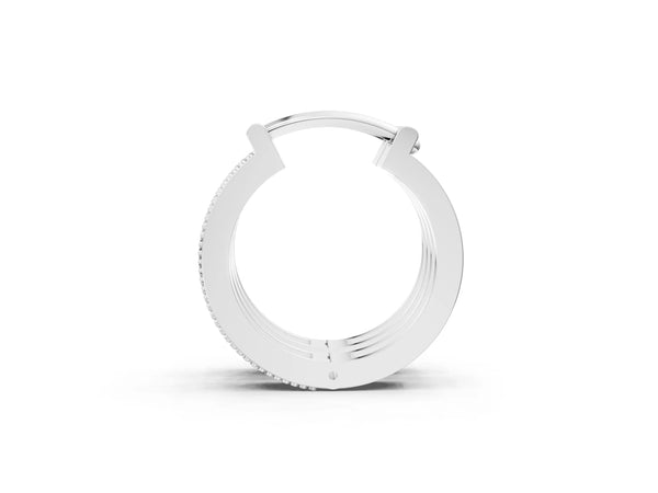 Sterling Silver Round Laboratory-Grown Diamond Vintage Pave Hoop Earrings with Milgrain Edge