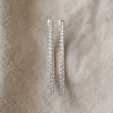 Silver Round Diamond Pave Hoop Earrings with Prong Setting_11