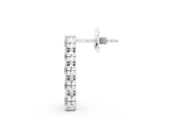 Silver Round Diamond Prong Set Drop Earrings